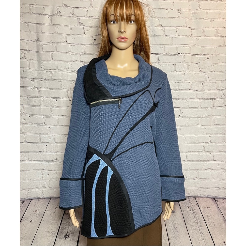New Jaskar Sweater Blue Black Cotton Blend European Sweater Size L